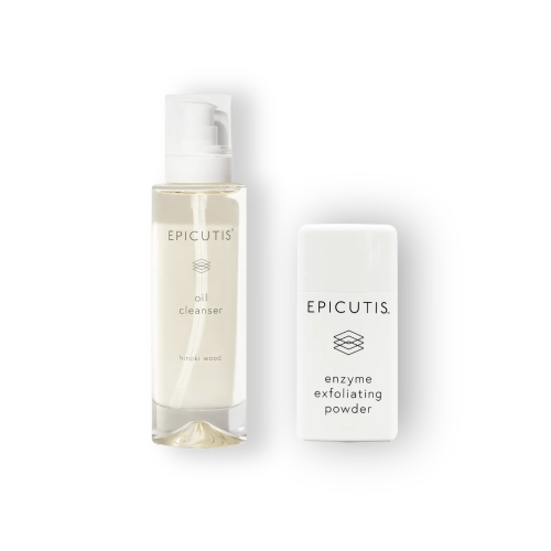 Epicutis Cleansing Essentials Kit — Oil Cleanser and Enzyme Exfoliating Powder skincare duo for smooth, hydrated, healthy skin.